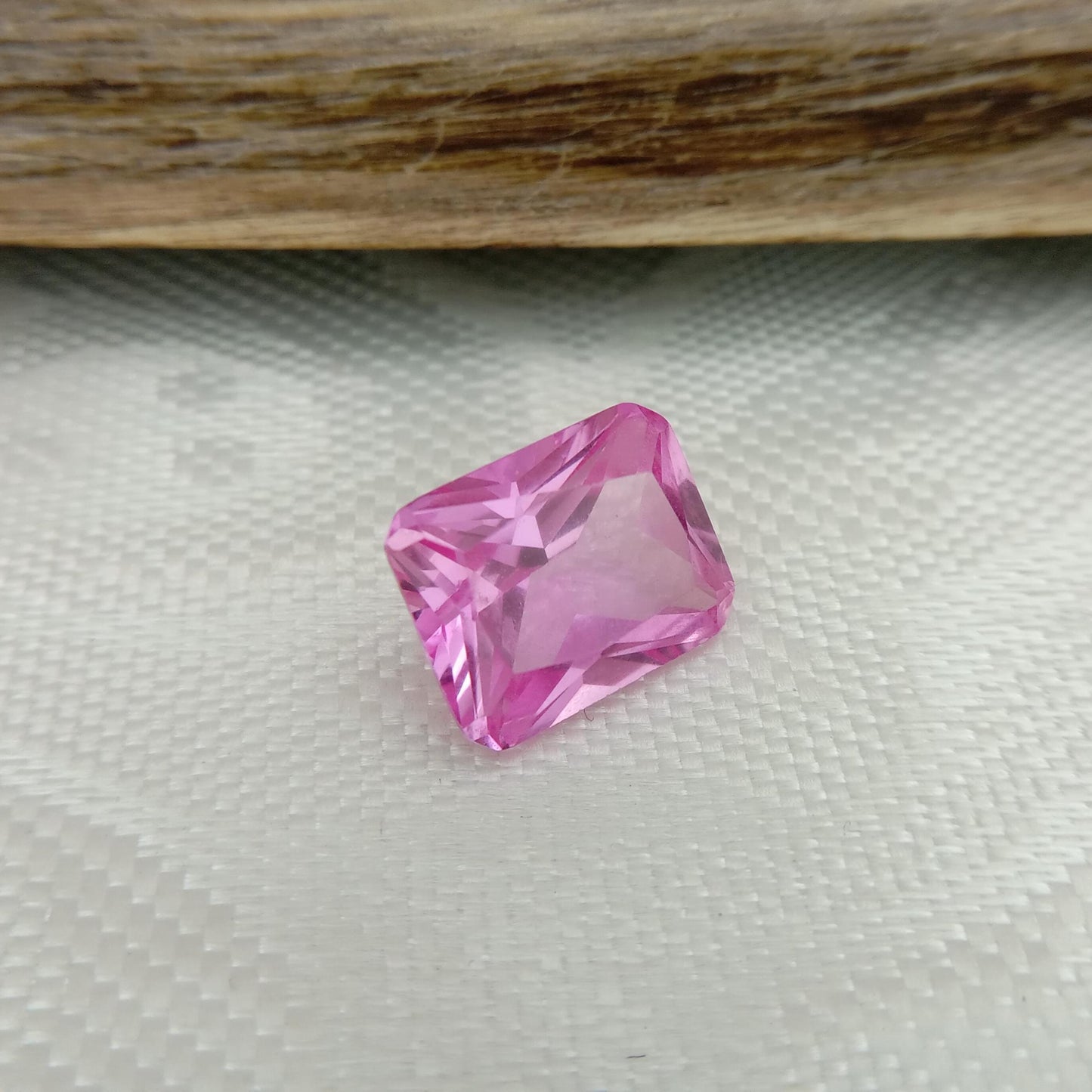 10x8mm Lab Pink Sapphire, 4.2 Ct, Rectangle Cut Loose Faceted Man Made Corundum, Light Pink Gem 10x8 millimeter 4 carat
