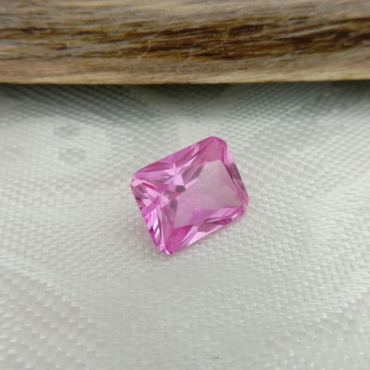 10x8mm Lab Pink Sapphire, 4.2 Ct, Rectangle Cut Loose Faceted Man Made Corundum, Light Pink Gem 10x8 millimeter 4 carat