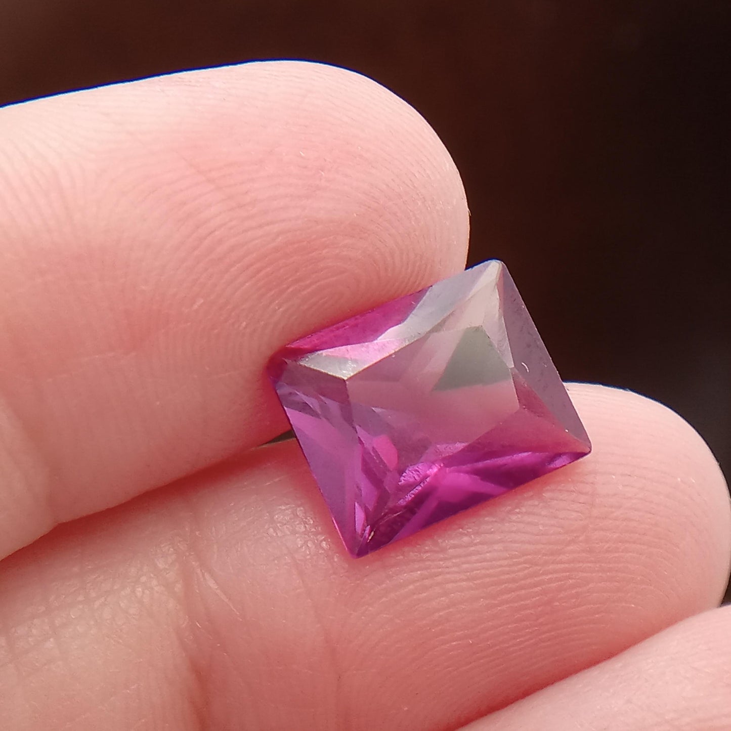 11x9mm Purple Lab Sapphire 5.23 Carat Rectangle Cut, Faceted Loose Gemstone