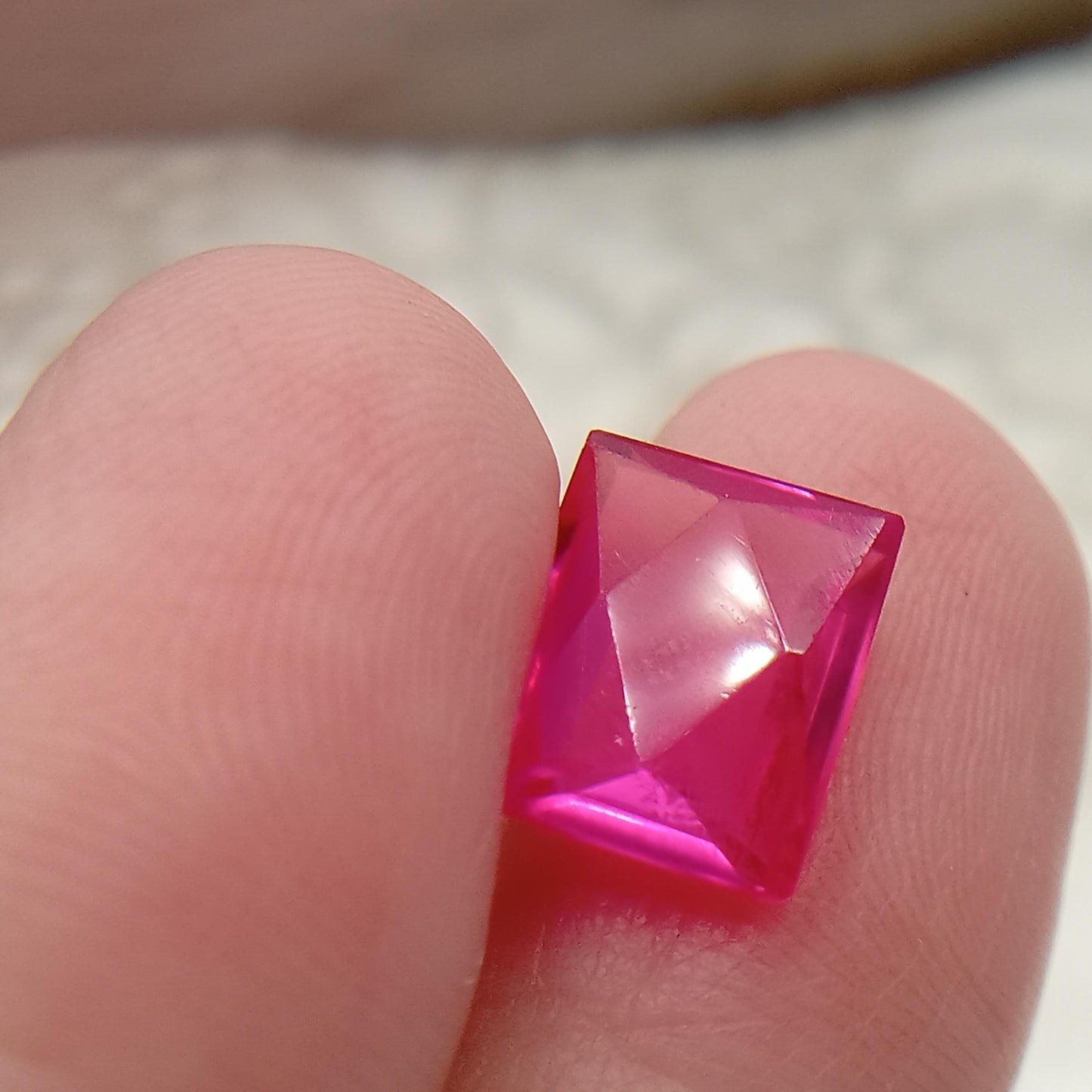 10.2x8.1mm Pink Lab Sapphire 4.31 Carat Rectangle Cut, Faceted Loose Gemstone
