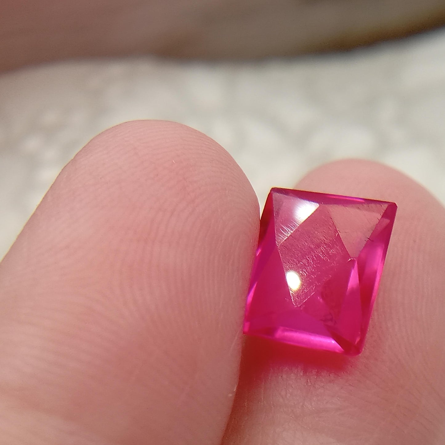 10.2x8.1mm Pink Lab Sapphire 4.31 Carat Rectangle Cut, Faceted Loose Gemstone