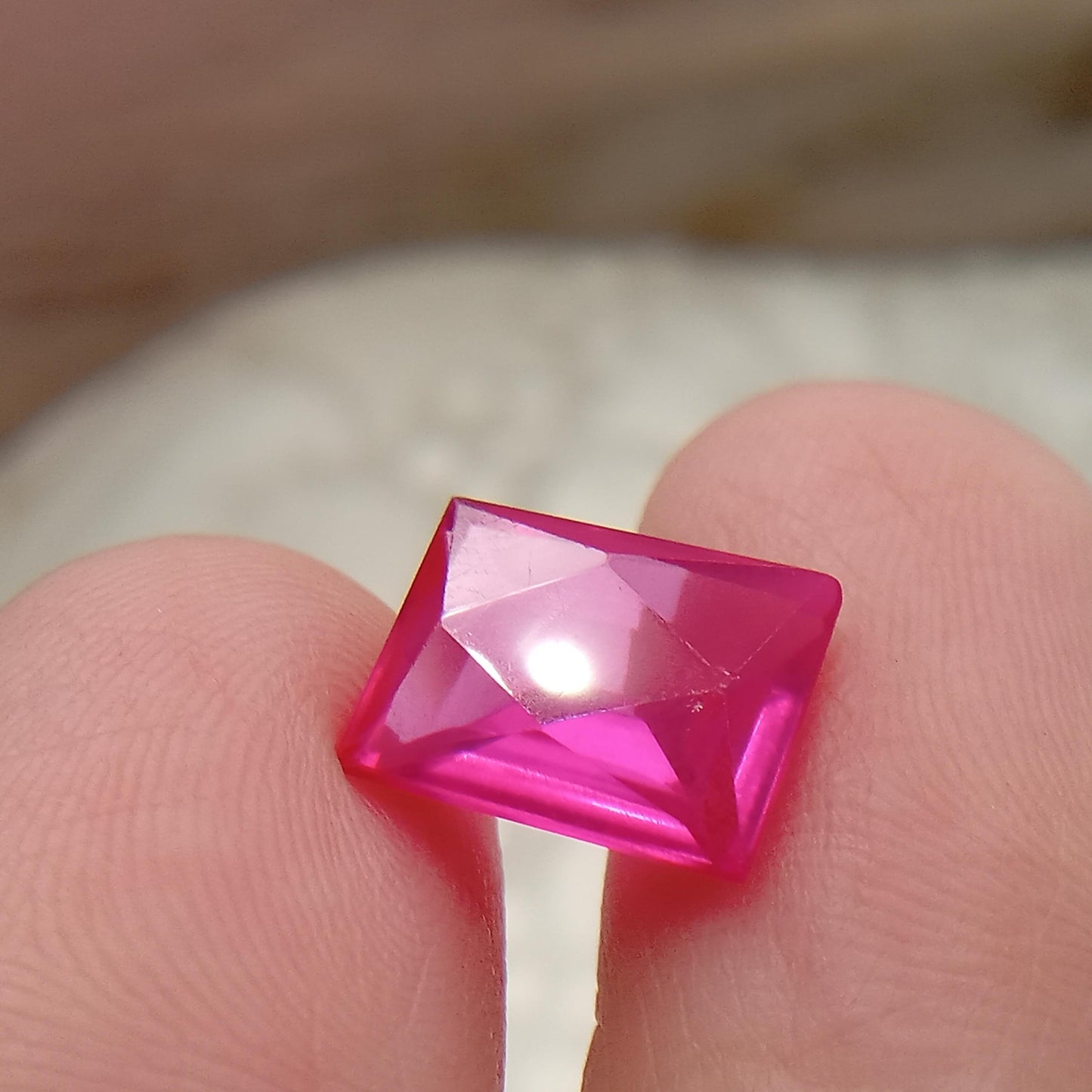 10.2x8.1mm Pink Lab Sapphire 4.31 Carat Rectangle Cut, Faceted Loose Gemstone
