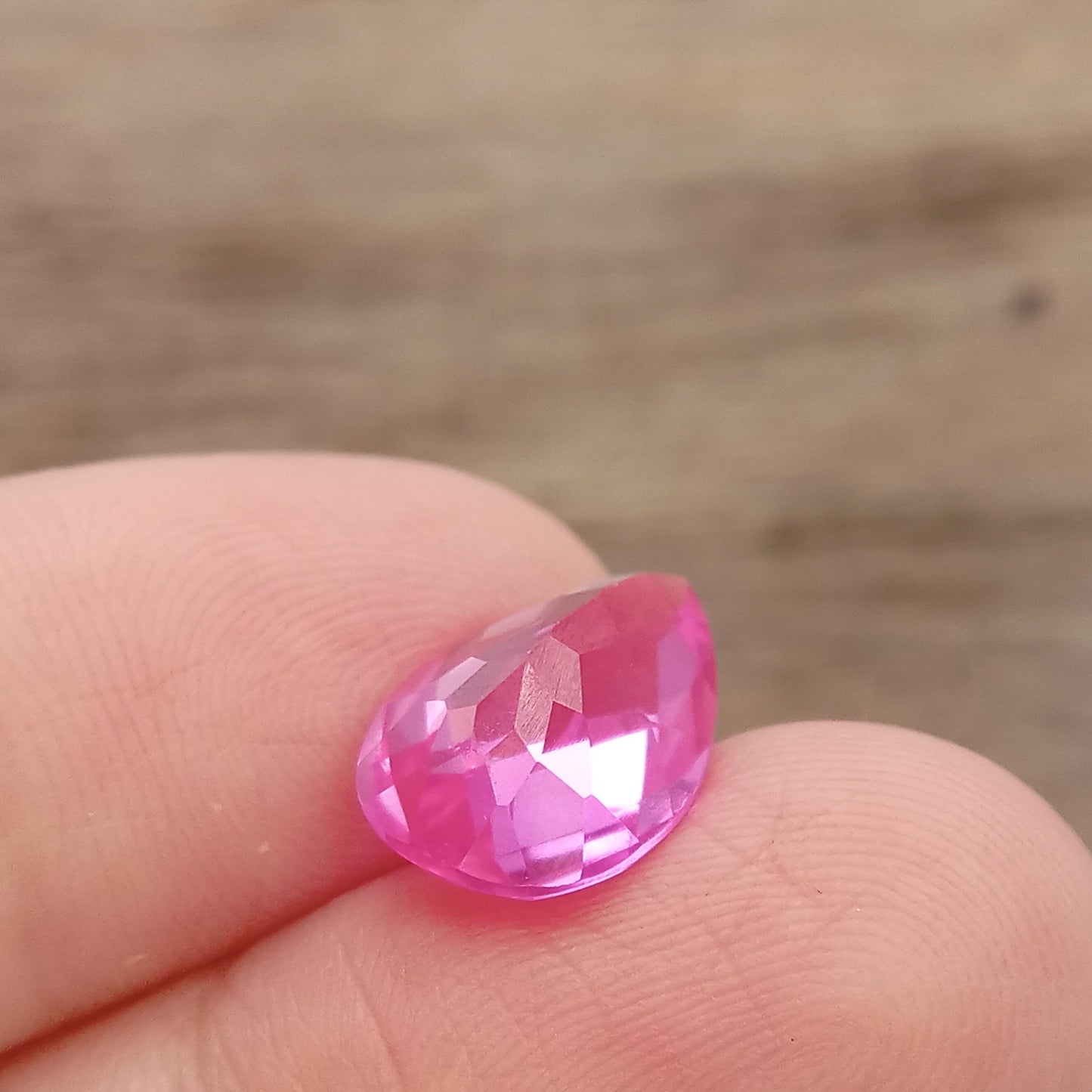 14x9mm Lab Pink Sapphire 5.72 Carat, Pear Cut Loose Faceted Gemstone Man Made Corundum, Pink Gem checkerboard 14x9 millimeters