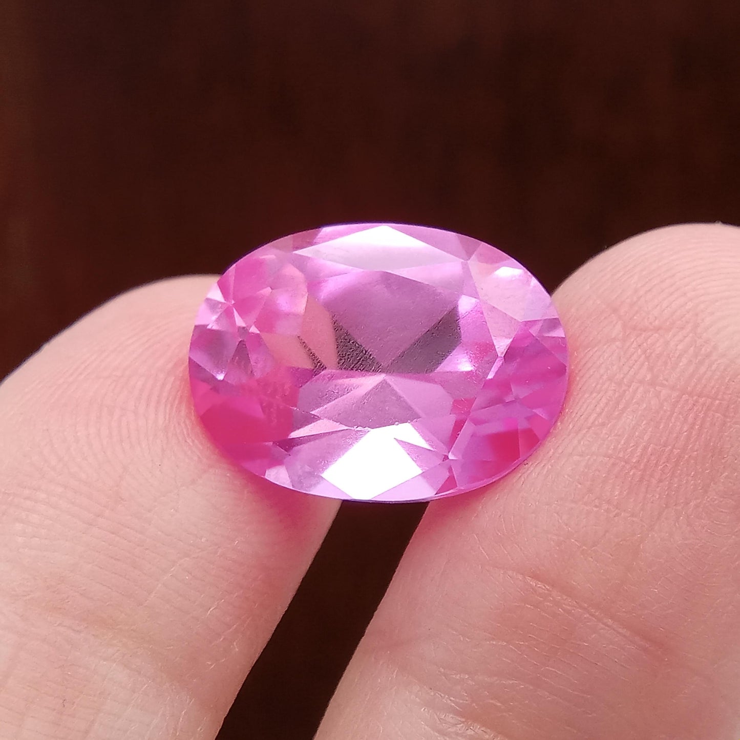 16x12mm Pink Lab Created Sapphire 12.03 Ct, Oval Cut Loose Faceted Gemstone, Synthetic, Man-Made Corundum, Light Pink Gem 12 carat