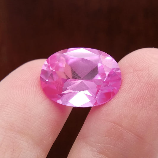 16x12mm Pink Lab Created Sapphire 12.03 Ct, Oval Cut Loose Faceted Gemstone, Synthetic, Man-Made Corundum, Light Pink Gem 12 carat