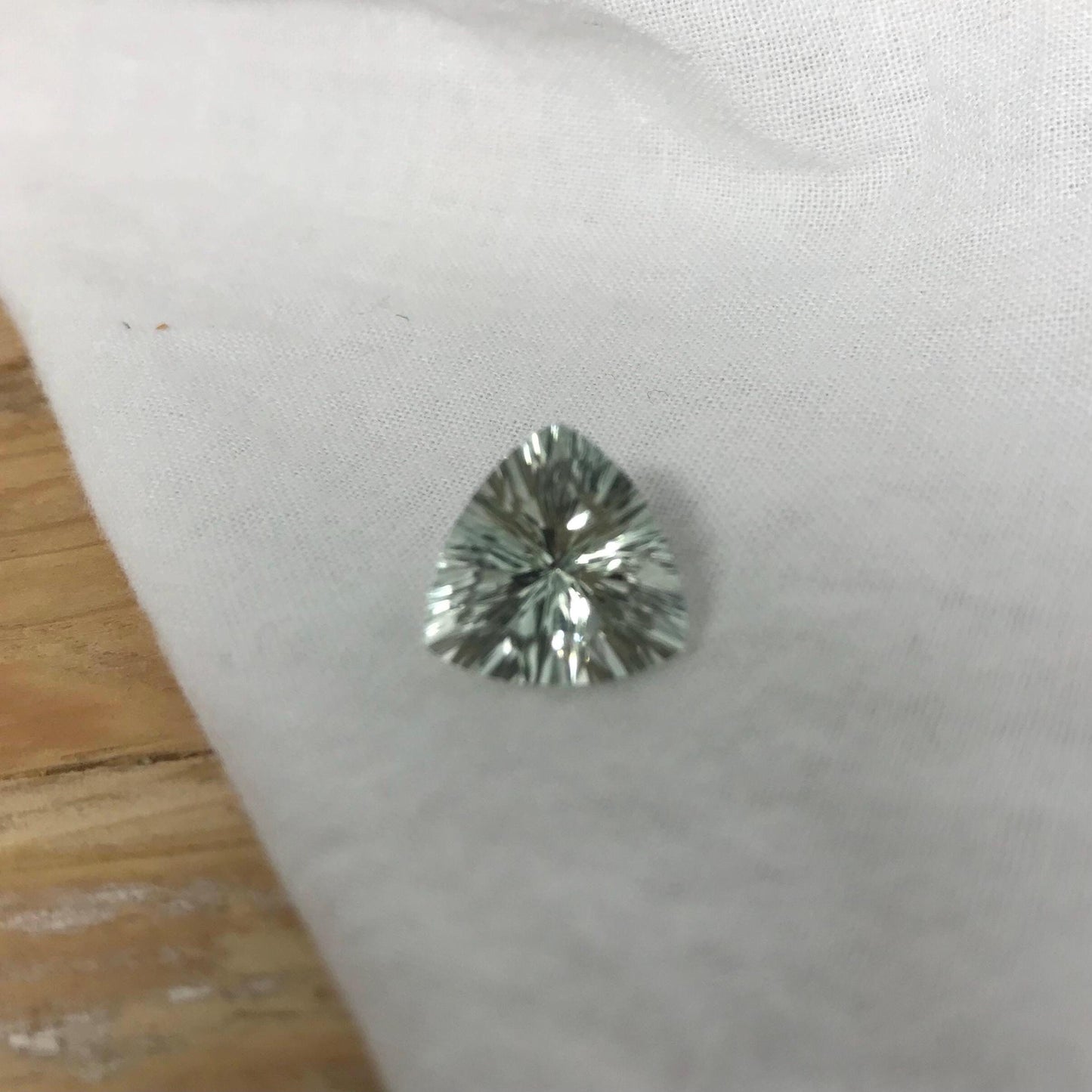 12mm Prasiolite (Light Green Quartz), 5.28 Carat, Trillion Cut, Faceted Loose Green Gemstone, Sometimes called "Green Amethyst"