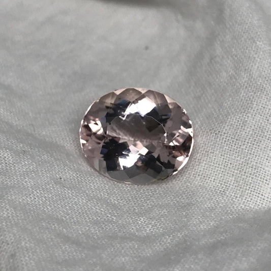 7 Carat Peach Pink Morganite 14x12mm Oval Cut Loose Gemstone Beryl Peachy Pink Morganite, Large Faceted Stone