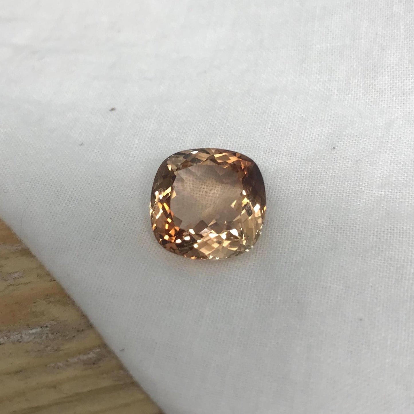 11.76 carat Brown Topaz, 13.5x13.3mm Cushion Cut Faceted Gemstone, Large Stone Loose Smokey Topaz