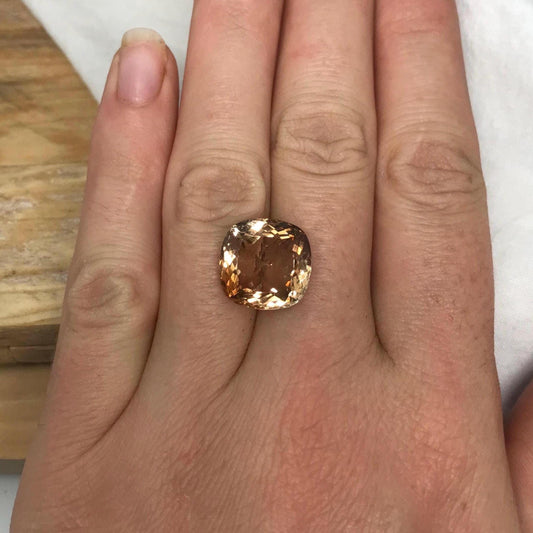 11.76 carat Brown Topaz, 13.5x13.3mm Cushion Cut Faceted Gemstone, Large Stone Loose Smokey Topaz