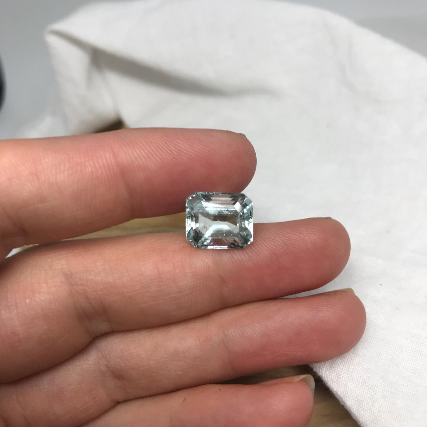 5.59 carat Light Blue Aquamarine 11.3x9.7mm Natural Light Blue Gem Rectangle Cut Loose Faceted Gemstone Beryl