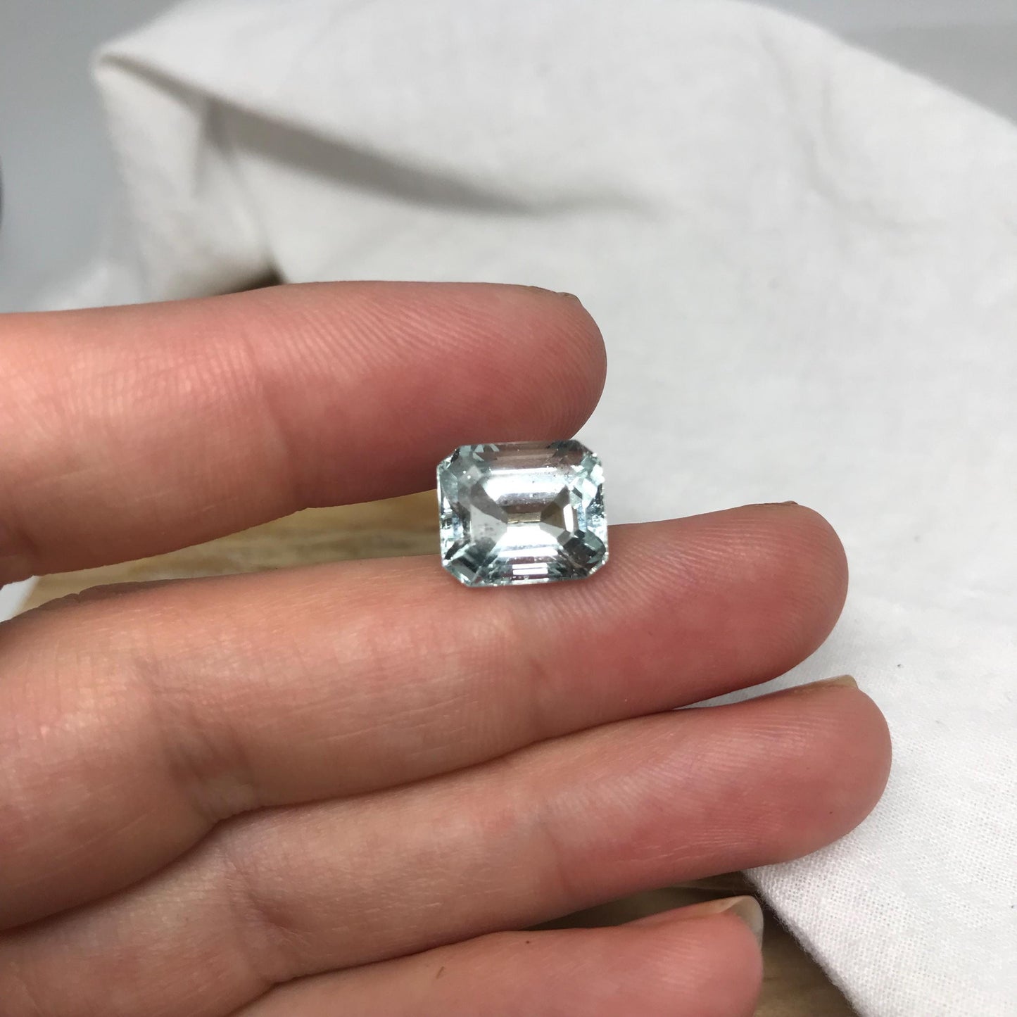 5.59 carat Light Blue Aquamarine 11.3x9.7mm Natural Light Blue Gem Rectangle Cut Loose Faceted Gemstone Beryl