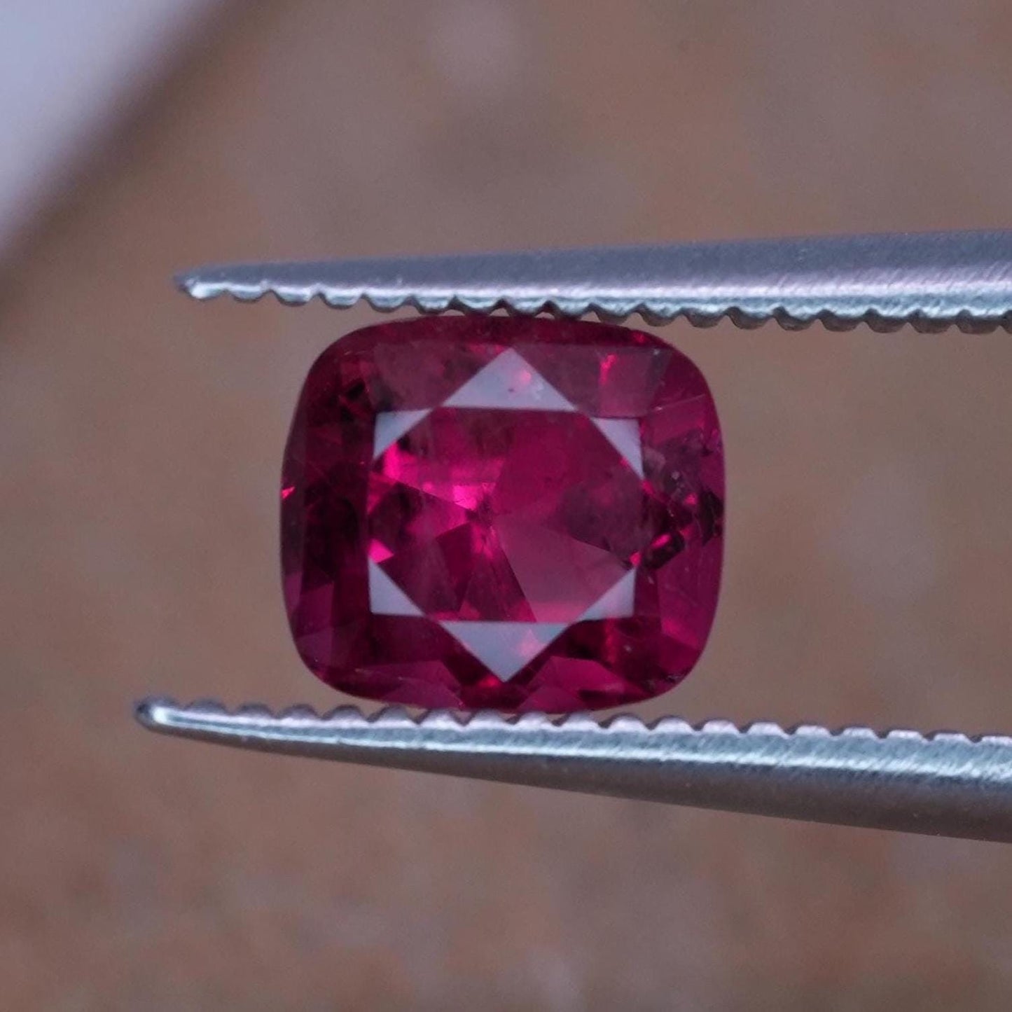 GIA 0.67 carat Red Beryl 5.8x5.2mm Cushion Cut, Natural Utah Bixbite