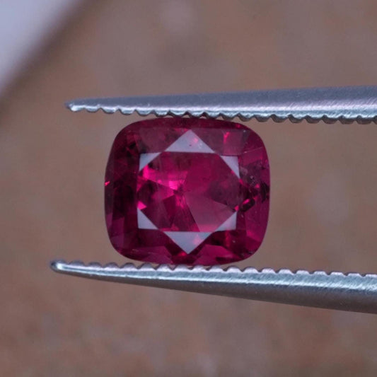 GIA 0.67 carat Red Beryl 5.8x5.2mm Cushion Cut, Natural Utah Bixbite