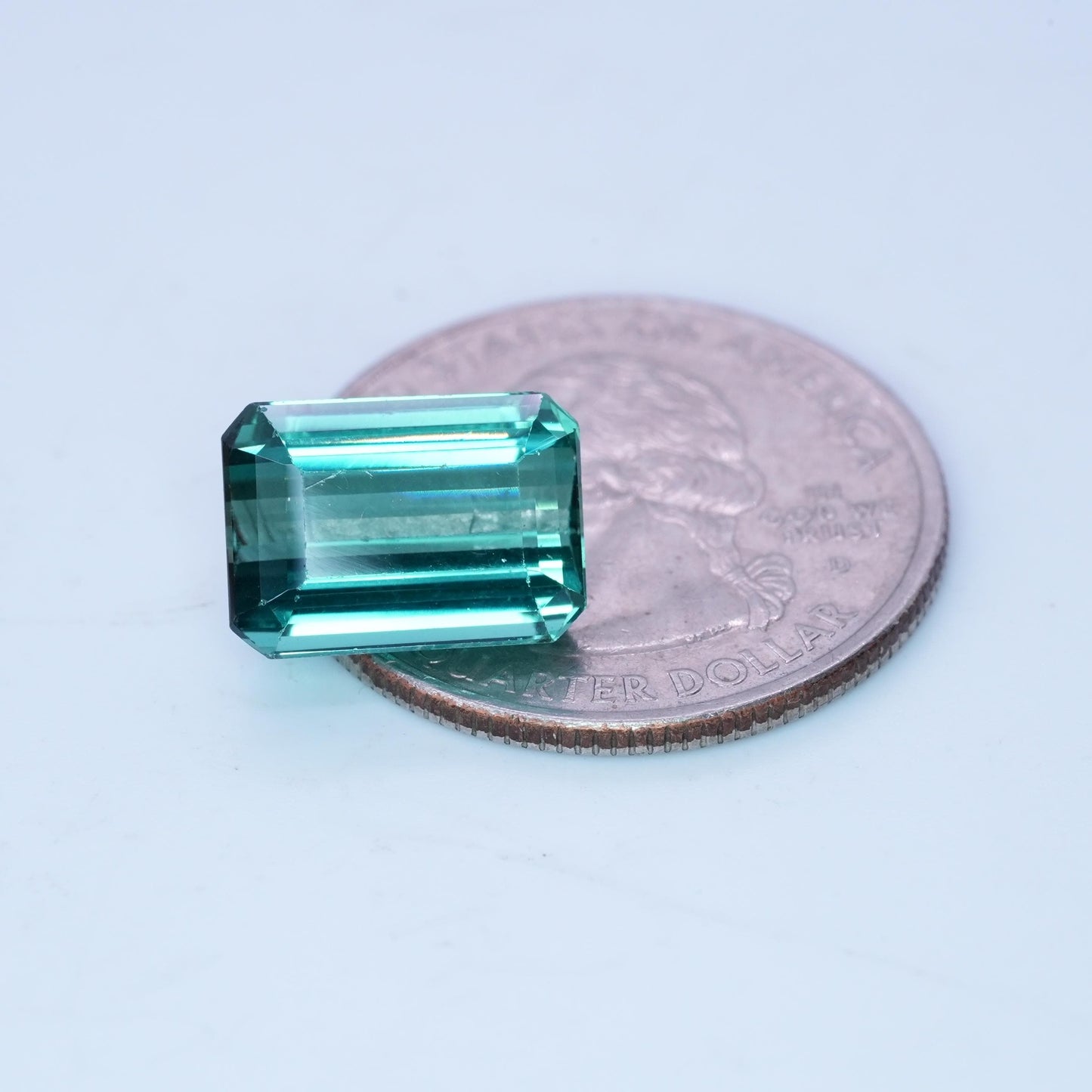 6.68 carat Indicolite Tourmaline 12.7x9.1mm Emerald Cut