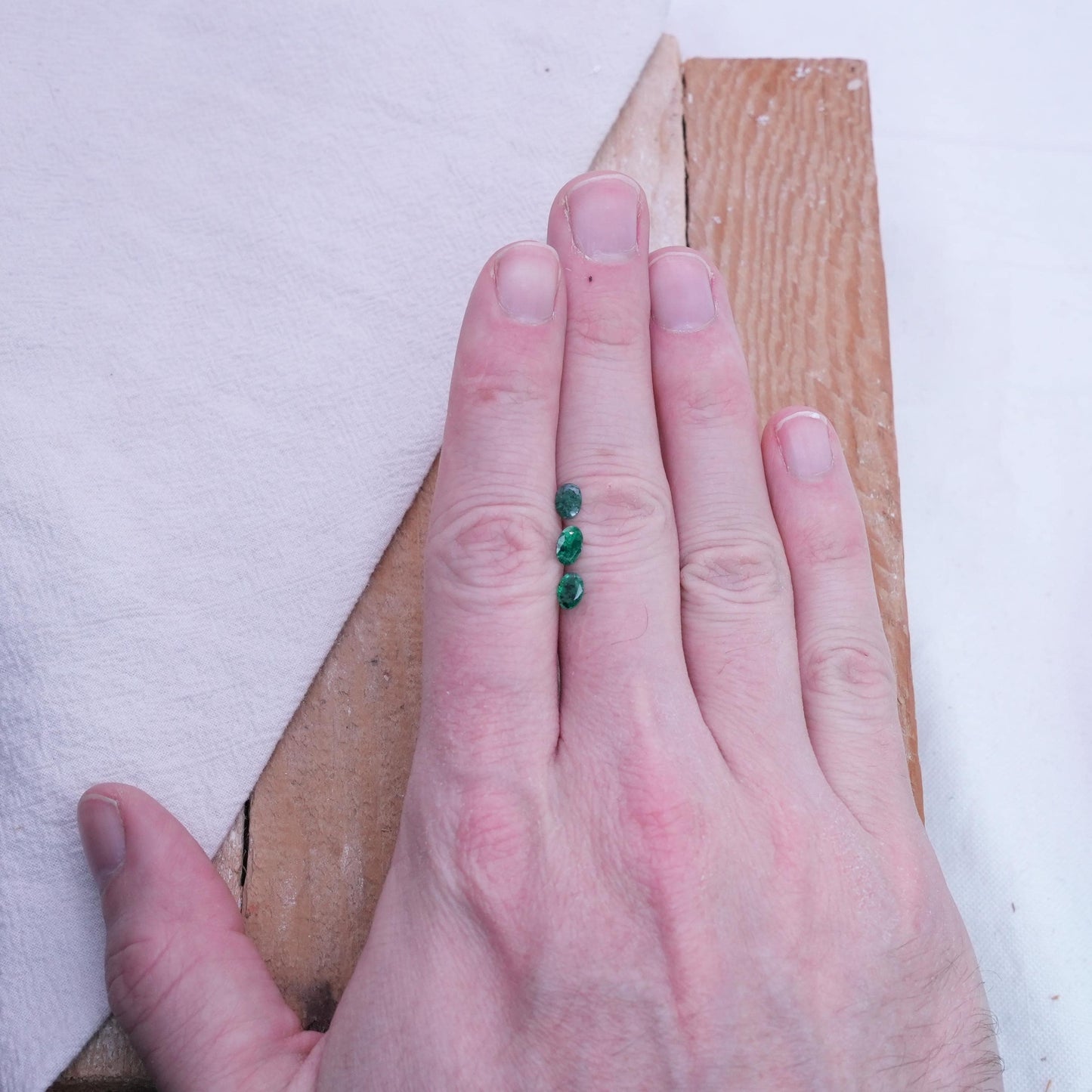 ONE- 6x4mm Emerald with Black Crystal Inclusions, Oval Cut
