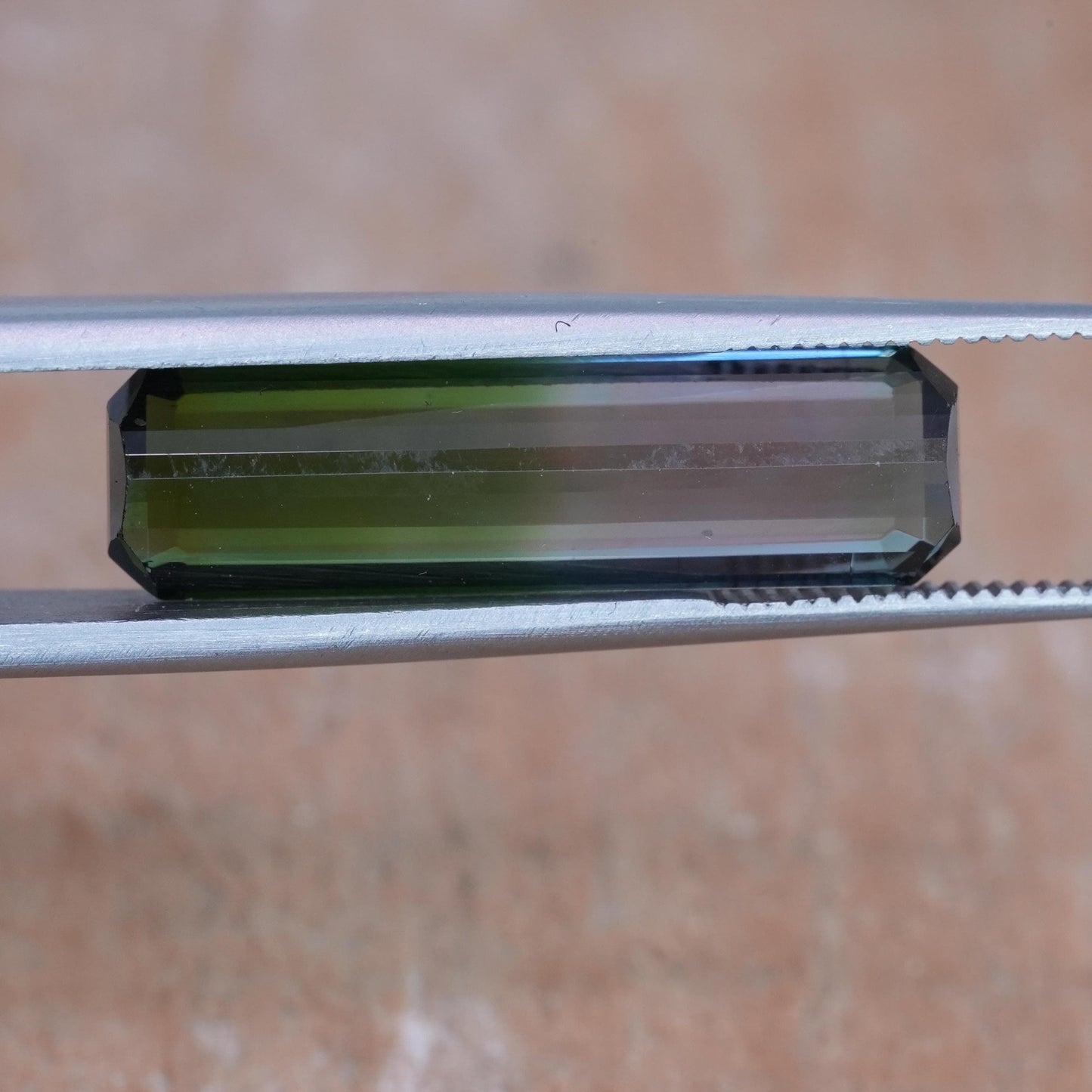 6 carat Blue Green Bi Color Tourmaline 22.4x6.4mm Emerald Cut