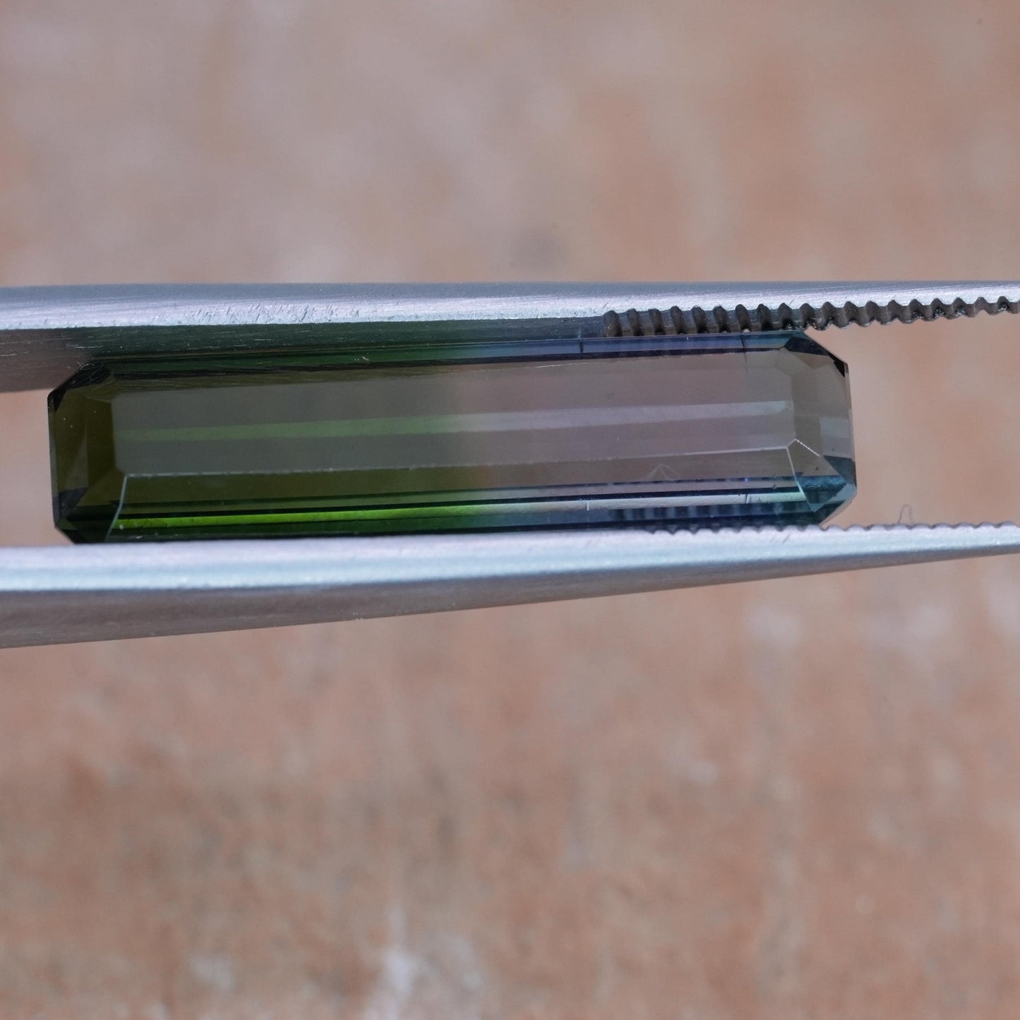 6 carat Blue Green Bi Color Tourmaline 22.4x6.4mm Emerald Cut
