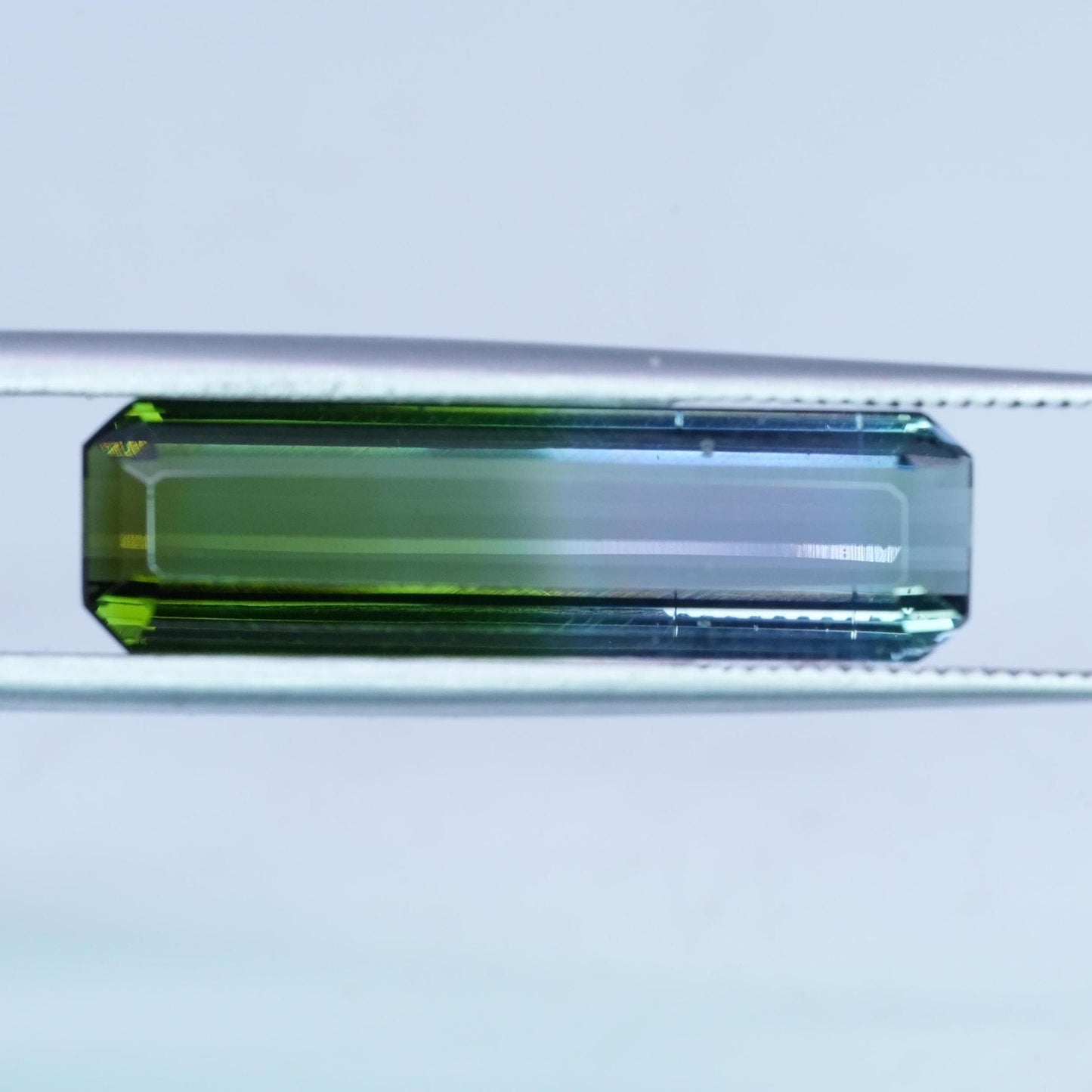 6 carat Blue Green Bi Color Tourmaline 22.4x6.4mm Emerald Cut