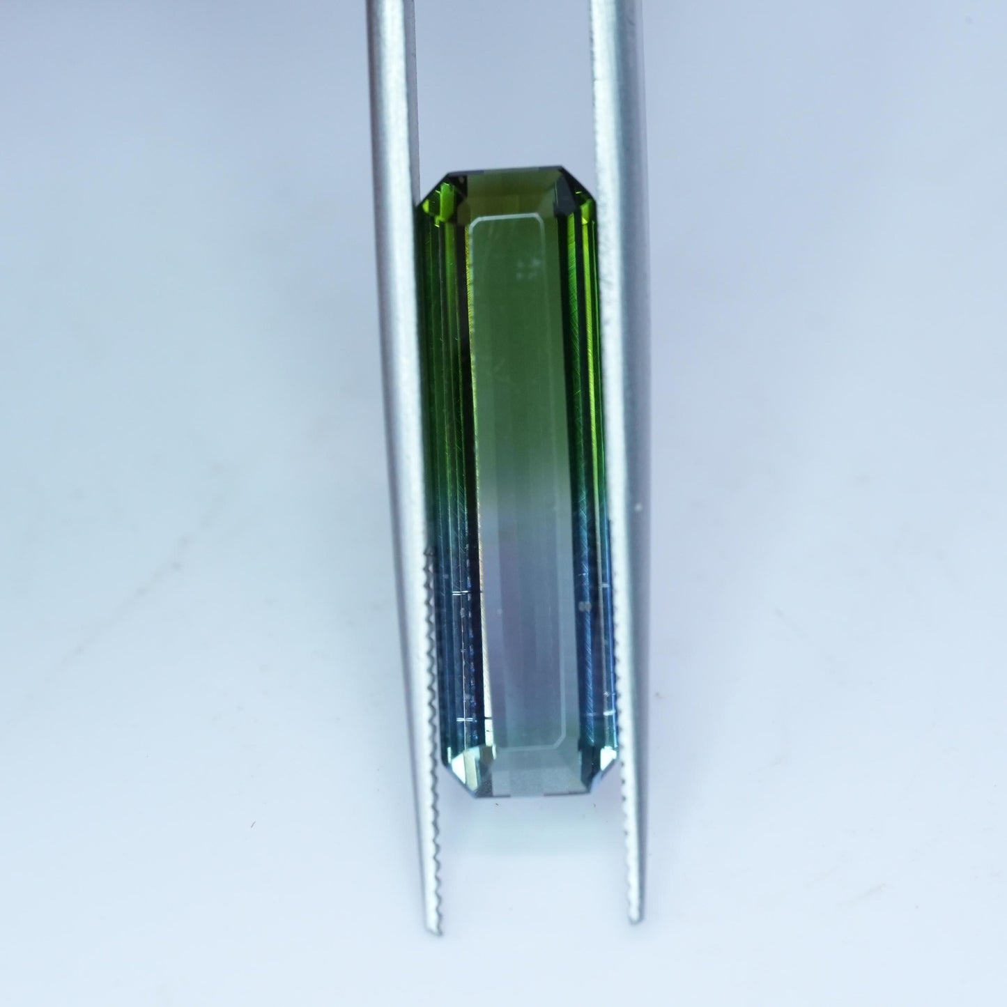 6 carat Blue Green Bi Color Tourmaline 22.4x6.4mm Emerald Cut