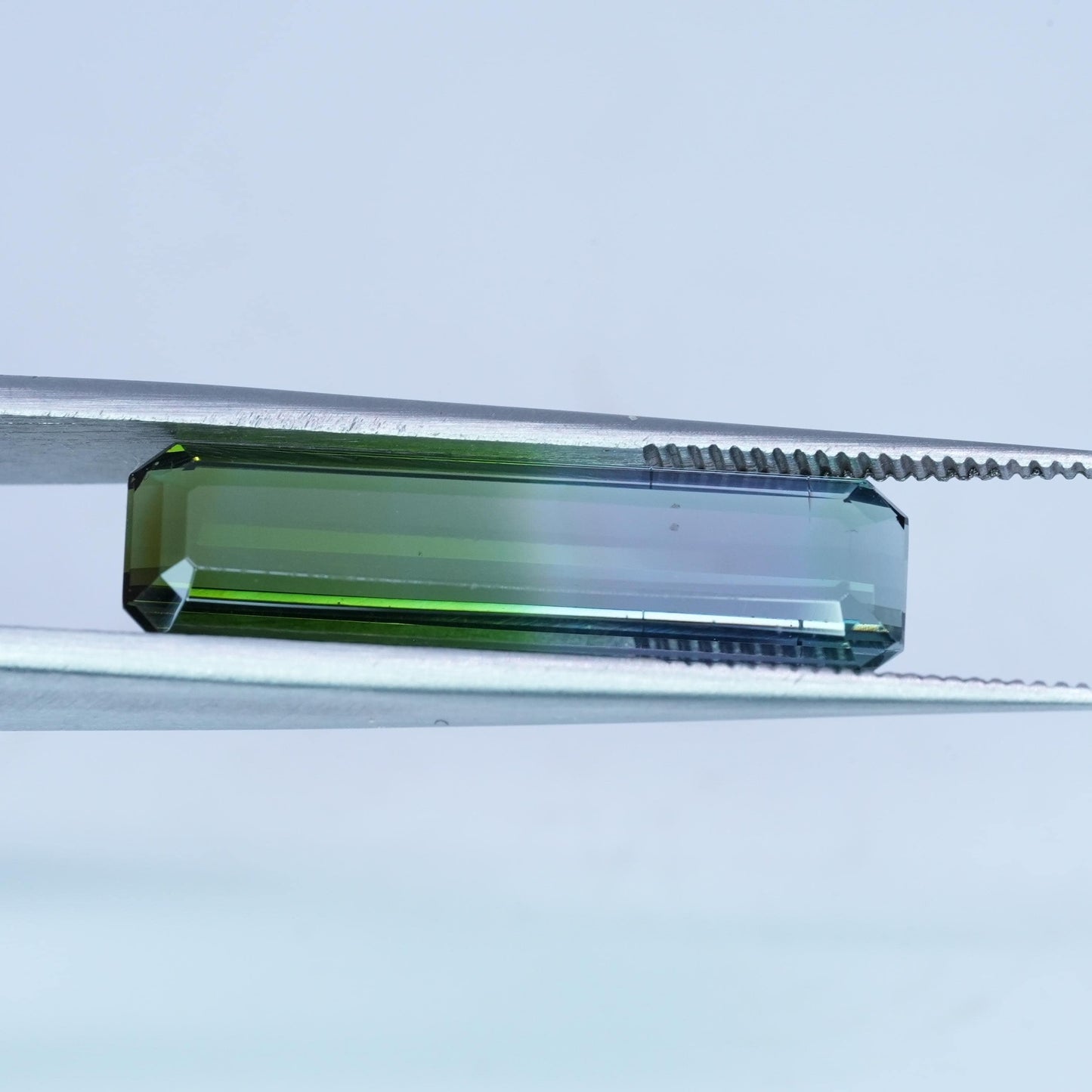 6 carat Blue Green Bi Color Tourmaline 22.4x6.4mm Emerald Cut
