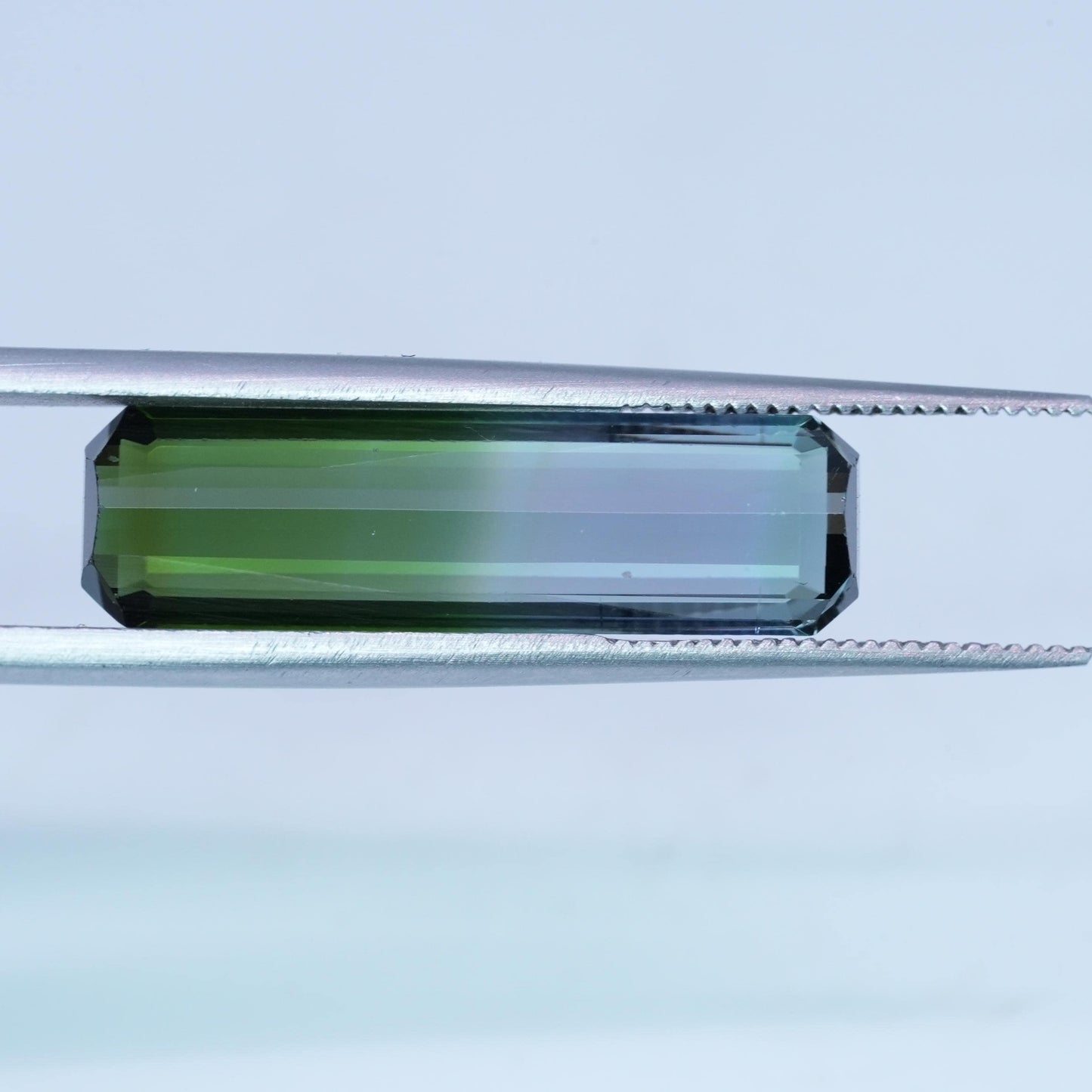 6 carat Blue Green Bi Color Tourmaline 22.4x6.4mm Emerald Cut