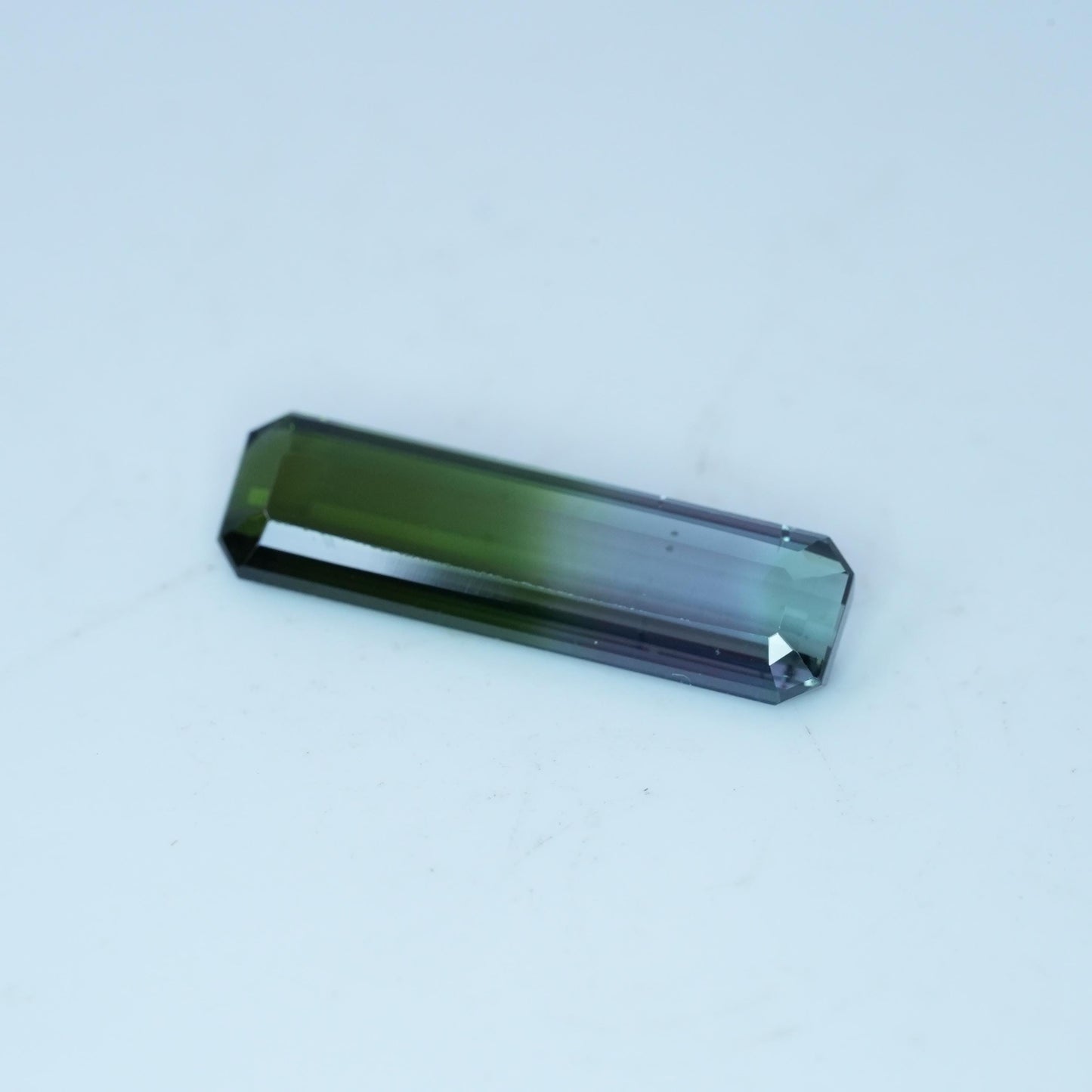 6 carat Blue Green Bi Color Tourmaline 22.4x6.4mm Emerald Cut