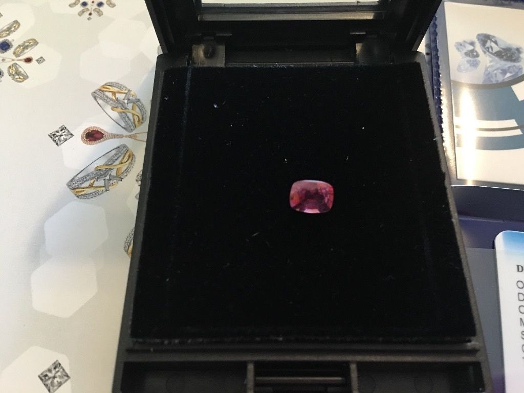 1.50 carats Purple Red Sapphire Certified cushion cut faceted gemstone loose 5.73x7.53 Heated gemstone