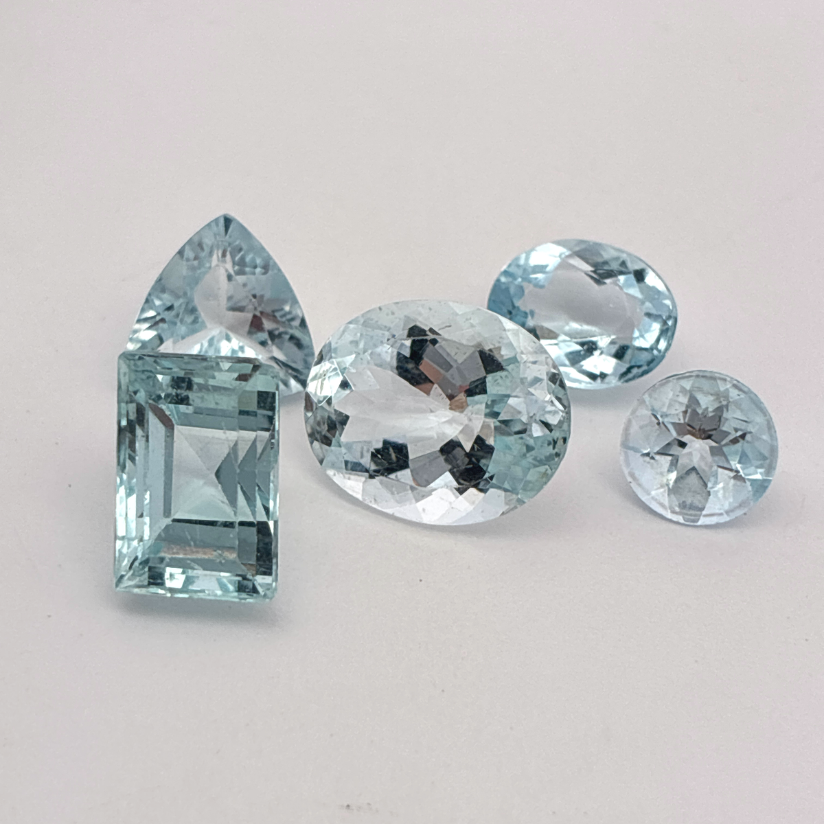 11.9 carat Lot of Worn Aquamarine Faceted, Recycled, Imperfect Gems, Lot of 5 Stones
