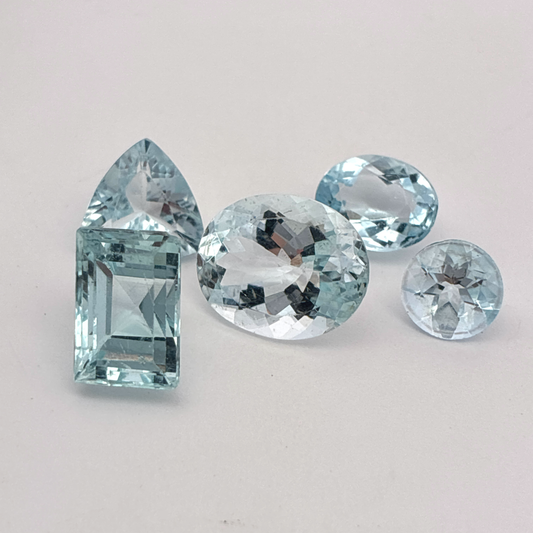 11.9 carat Lot of Worn Aquamarine Faceted, Recycled, Imperfect Gems, Lot of 5 Stones