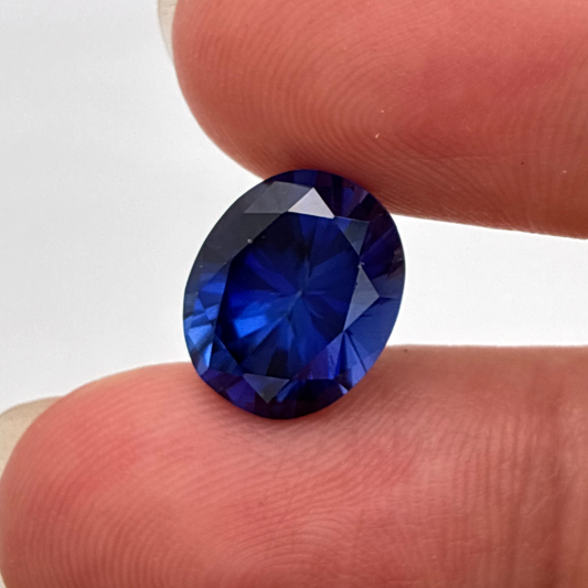 12x10mm Oval Cut Dark Blue  Lab Sapphire, 6 carats