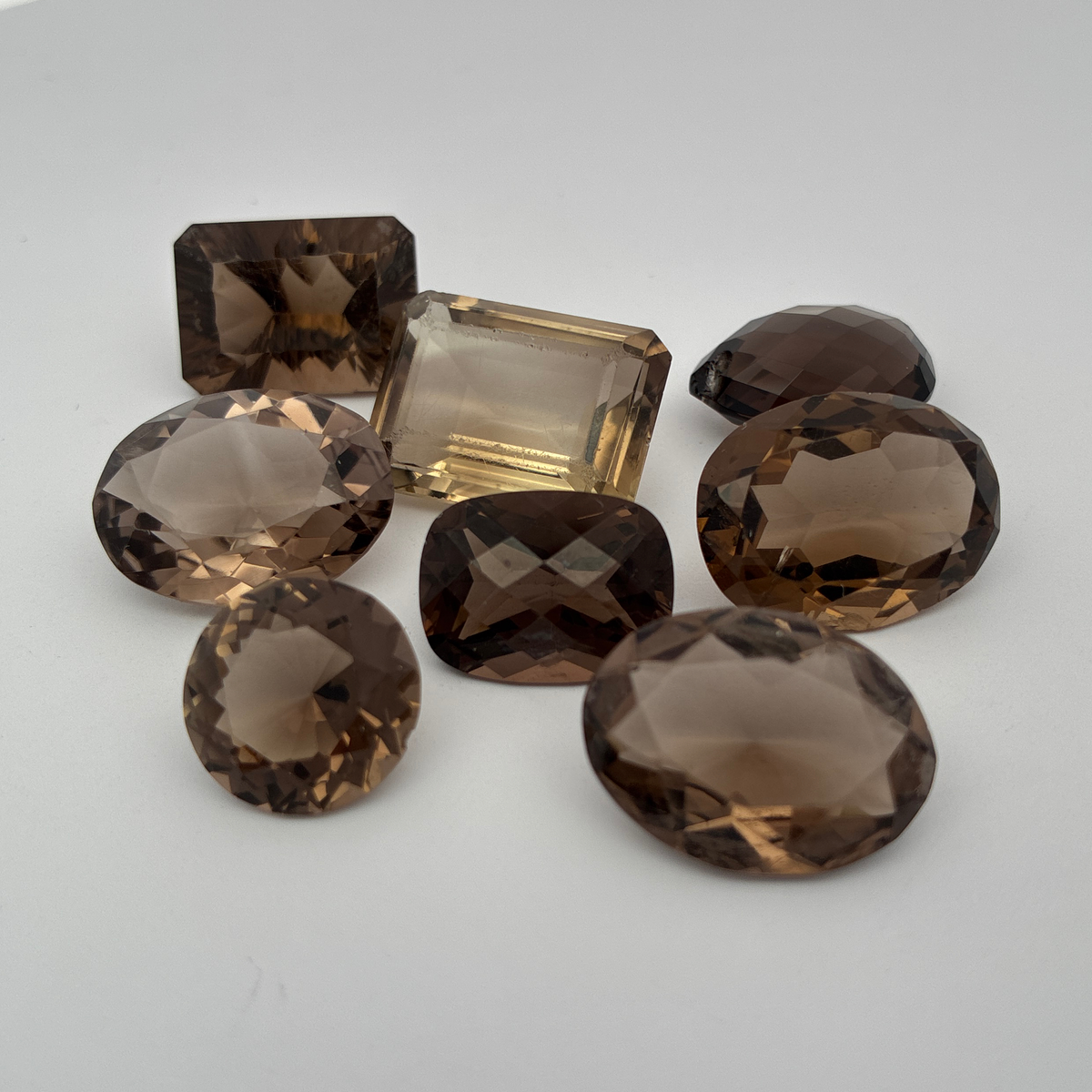 107 carat Lot of Smoky Quartz, Discount Damaged Brown Quartz, 8 pieces, Faceted, Recycled, Chipped and Worn, for Facet Rough