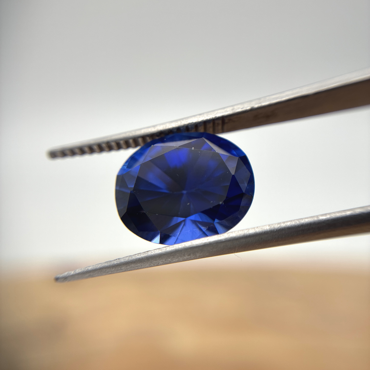12x10mm Oval Cut Dark Blue  Lab Sapphire, 6 carats