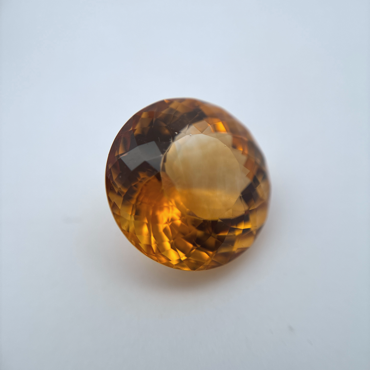 15mm Round Faceted Citrine 12 carat Golden Orange Gemstone