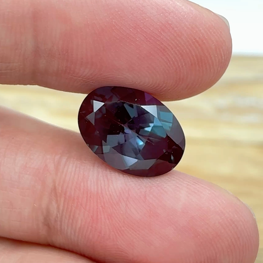 14x10mm Oval Cut Lab-Grown Alexandrite Gemstone 7.37 carats