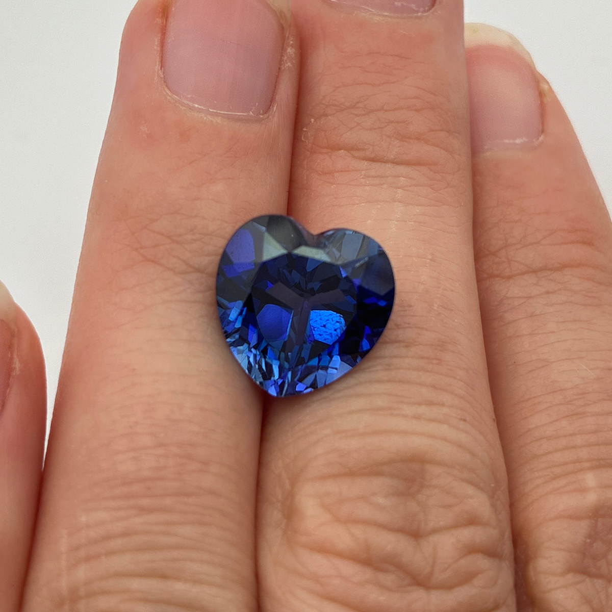 12mm Heart-Cut Lab Created Blue Sapphire, 7.65 carat