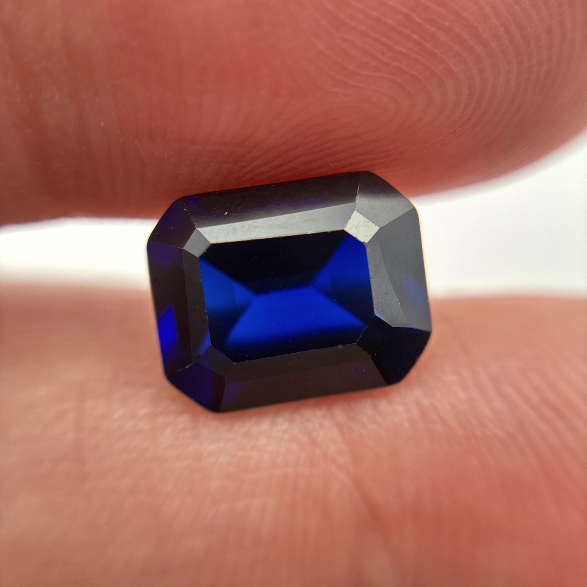 10x8mm Lab Created  Dark Blue Sapphire, 4.28 carats