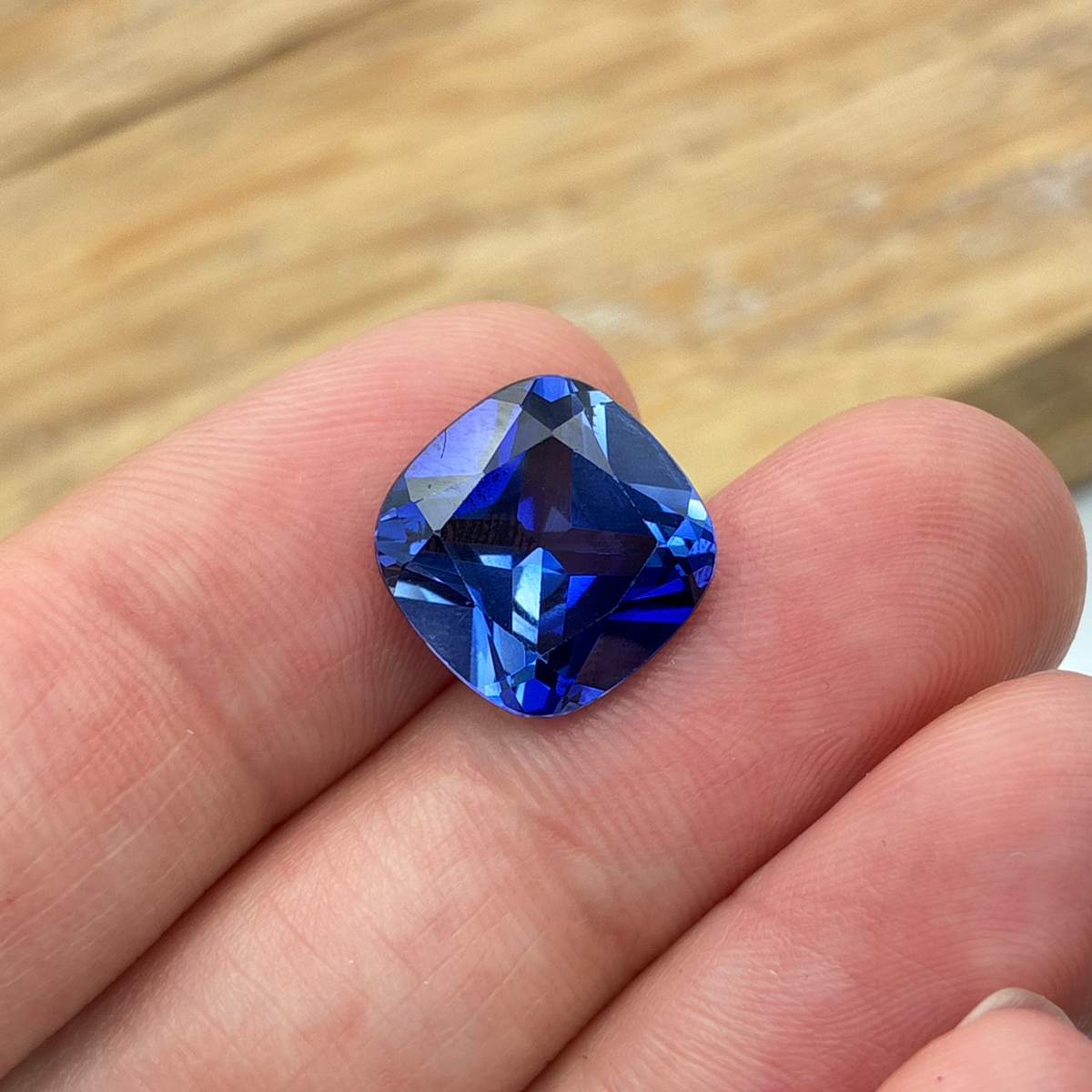 12mm Cushion Cut Lab Created Blue Loose Sapphire, 9 carat Synthetic Gem